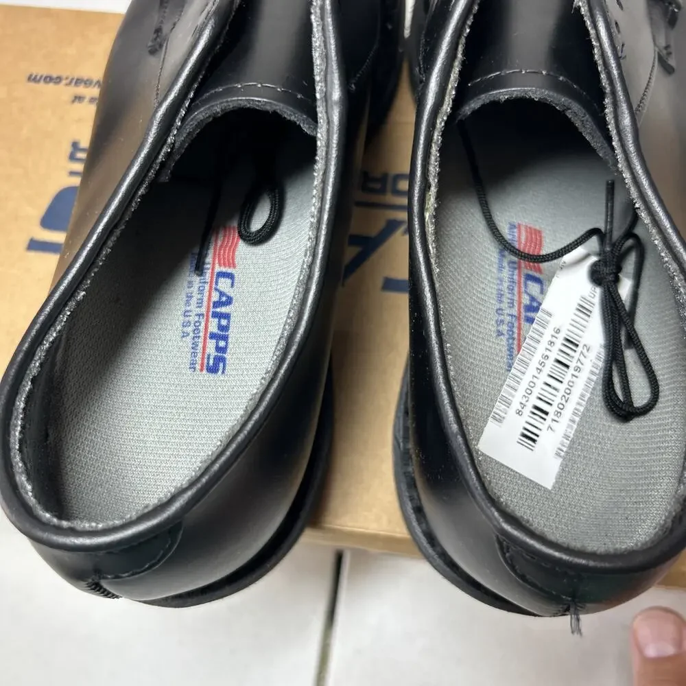 Black Leather, Capps Airlite Uniform Footwear- Size 7.5E DLA-TROOP SUPPORT
